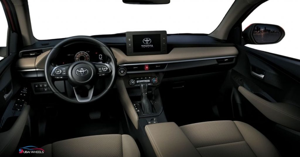 Toyota Yaris interior UAE with modern dashboard and seating