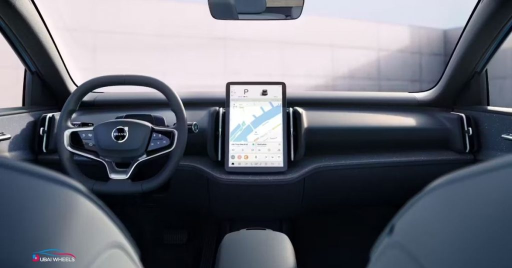 Volvo EX30 UAE interior showing minimalist design, touchscreen, and modern electric SUV features