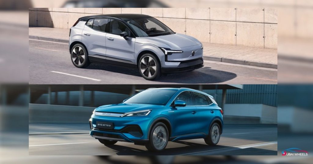 Volvo EX30 vs BYD Atto 3 UAE electric SUV battery range and charging performance in hot climate conditions
