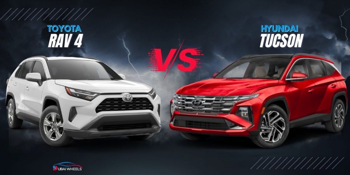 Hyundai Tucson vs Toyota RAV4 UAE 2026 comparison showing design, size, and road presence side by side