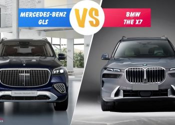 BMW X7 vs Mercedes-Benz GLS UAE luxury SUV comparison showing front exterior design and road presence