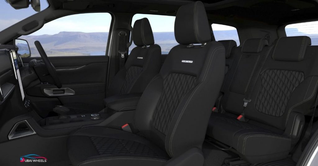 Ford Everest seating capacity showing 7-seater family interior and third-row space in Ford Everest vs Nissan Pathfinder UAE comparison