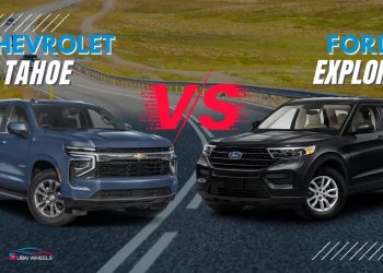 Ford Explorer vs Chevrolet Tahoe UAE comparison showing specs, price, and interior features for families