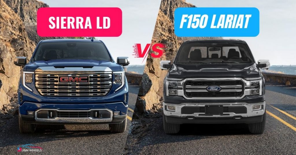 Ford F-150 Lariat vs GMC Sierra LD engine performance comparison on UAE highway showing acceleration and power output
