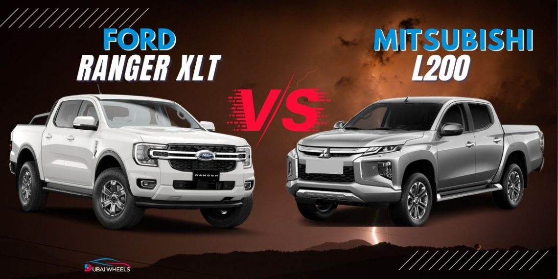 Ford Ranger XLT vs Mitsubishi L200 UAE comparison showing design and size difference