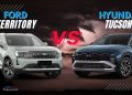 Ford Territory vs Hyundai Tucson UAE 2026 comparison showing compact SUVs side by side with interior and exterior features