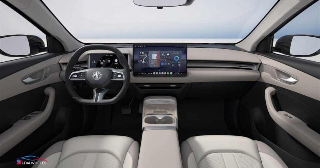MG ZS EV interior UAE 2026 – digital cockpit, touchscreen infotainment, and premium cabin features