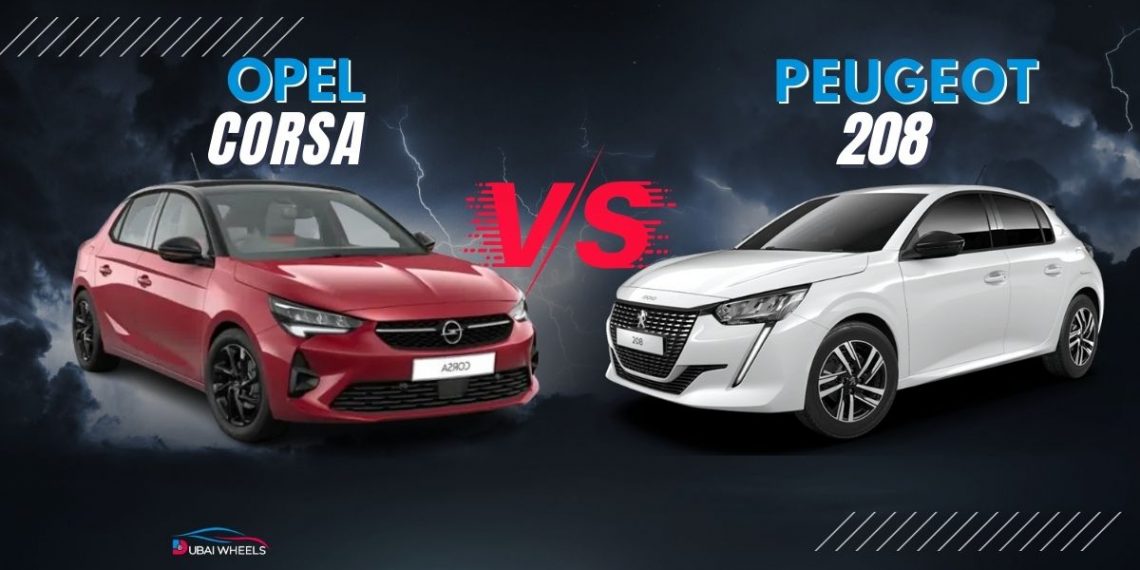 Peugeot 208 vs Opel Corsa UAE comparison showing exterior design and styling differences