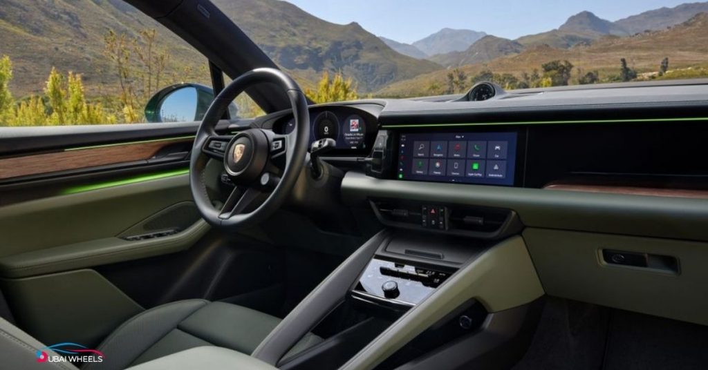Interior of Porsche Macan in UAE showcasing luxury comfort, high-quality materials, and advanced technology features