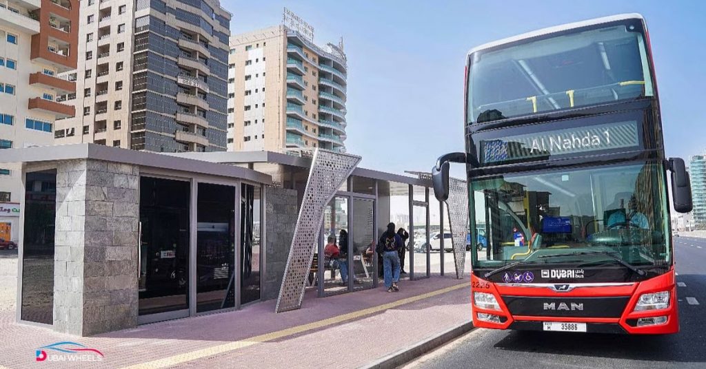 RTA Bus Shelters Dubai with charging ports, smart route screens, and modern seating areas