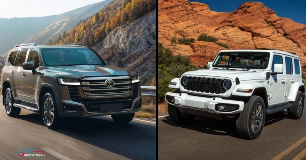 Toyota Land Cruiser vs Jeep Wrangler UAE design and road presence comparison
