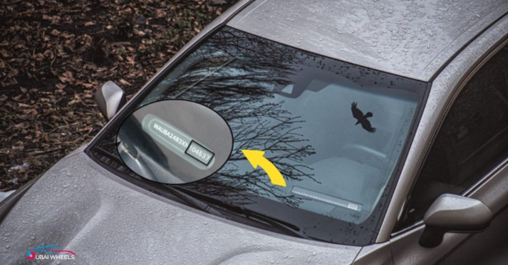 VIN number example on a car chassis for Free VIN Check UAE vehicle history verification