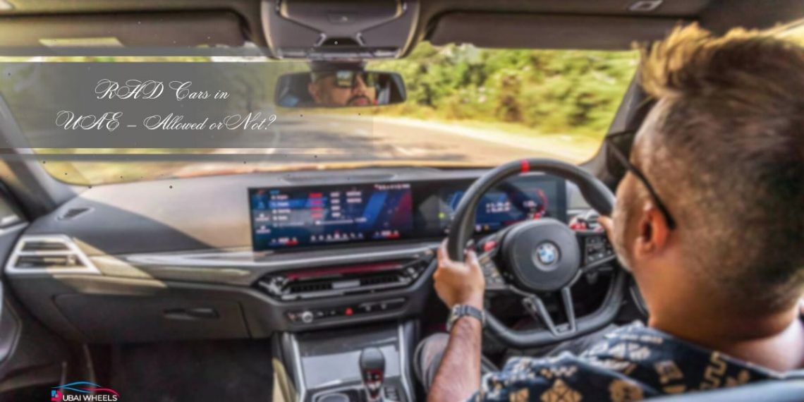 Right-Hand Drive Cars in UAE parked on Dubai road showing steering position and traffic orientation