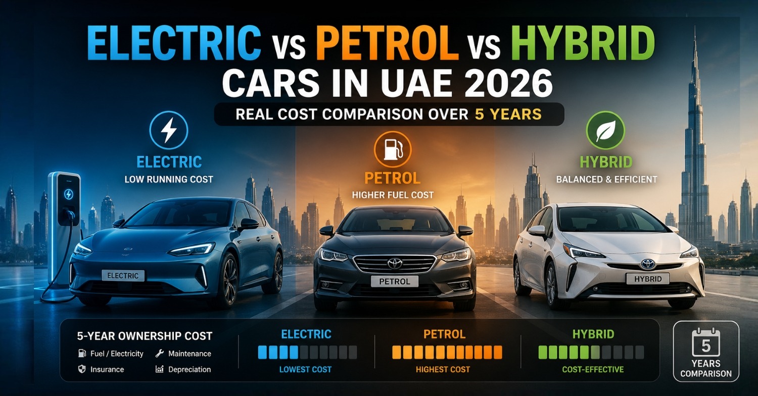 Electric vs Petrol vs Hybrid Cars in UAE 2026: Real Cost Comparison Over 5 Years