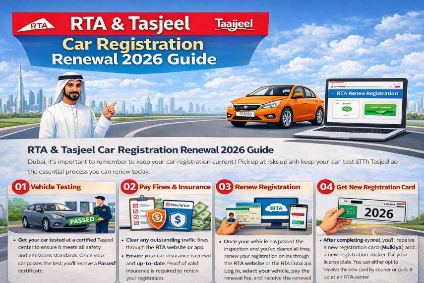 RTA and Tasjeel Car registration Renewal 2026 Guide