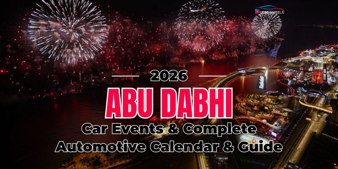 Abu Dhabi car events 2026 at Yas Marina Circuit featuring Formula 1 racing, supercars, EV showcases, and premium motorsport experiences