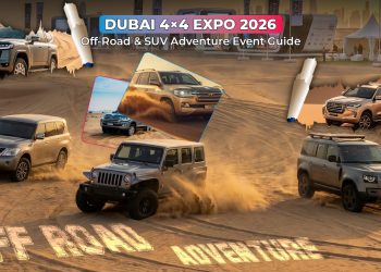 Dubai 4x4 Expo 2026 featuring off-road SUVs, desert adventure vehicles, overlanding builds, and live dune driving experiences in the UAE