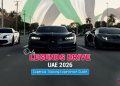 Only Legends Drive UAE 2026 luxury supercar touring experience featuring exotic cars driving through Dubai and Abu Dhabi highways