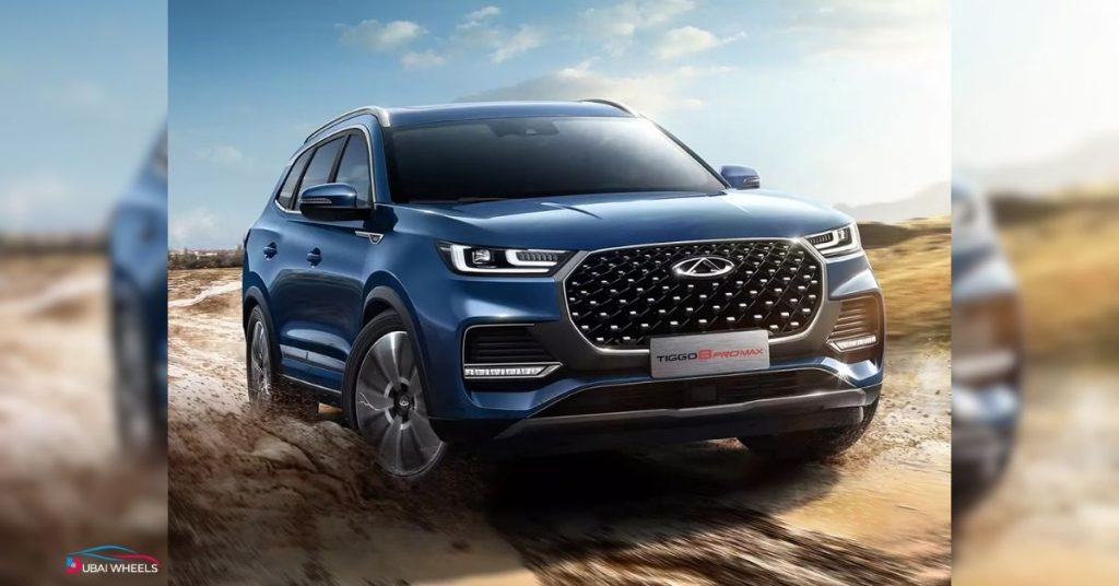 Chery Tiggo 8 Pro Max UAE – front view showing exterior design, premium features, and family SUV appeal