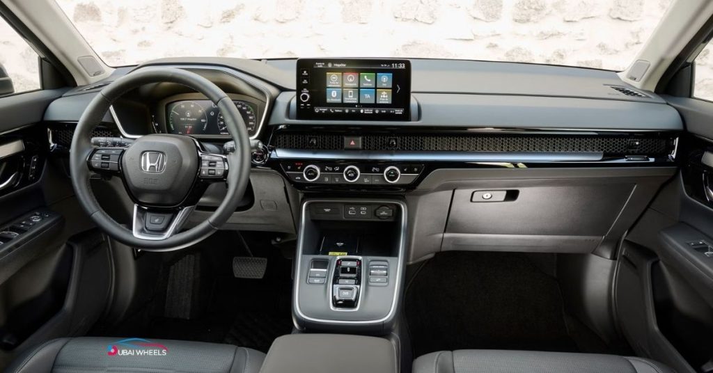 2025 Honda CR-V interior UAE showing dashboard, seats, infotainment, and spacious cabin