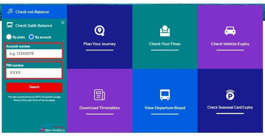 Checking Salik balance using the Salik App in the UAE with real-time tracking, toll crossing history, and UAE Pass login features.