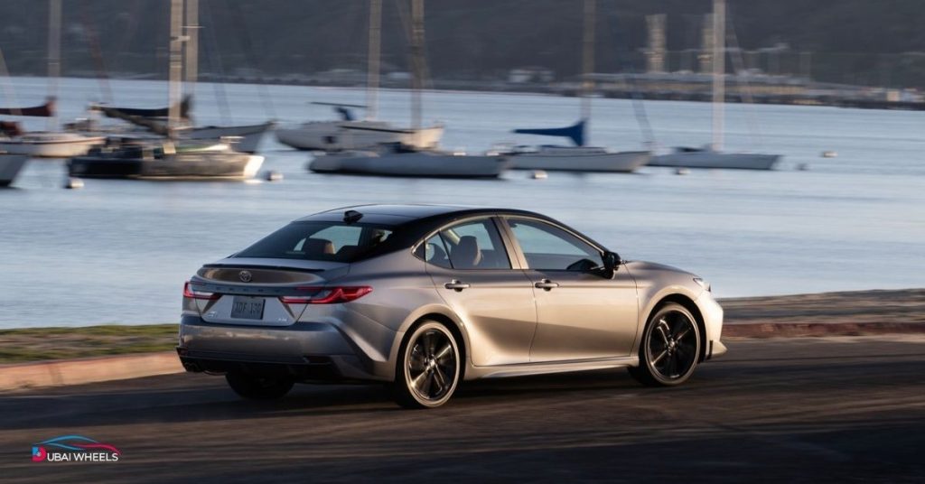 2025 Toyota Camry in UAE highlighting reliable family sedan features, fuel-efficient hybrid engine, spacious interior, and advanced safety systems.