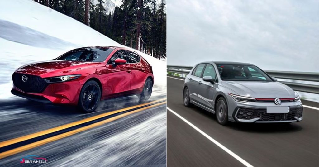 Mazda 3 Hatchback vs Volkswagen Golf GTI fuel economy comparison for daily driving in UAE conditions