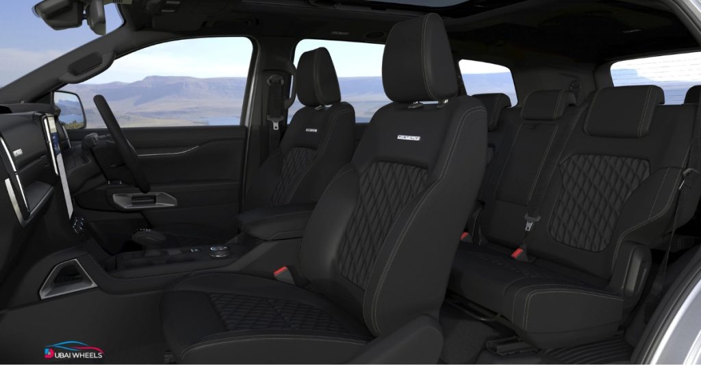 Ford Next-Gen Everest interior showing modern design, comfort, and family-friendly features for UAE 7-seater SUV road trips