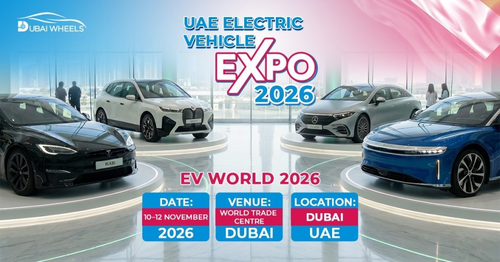 UAE Electric Vehicle Expo 2026 at EV World Dubai showcasing electric cars, charging stations, and sustainable mobility innovations